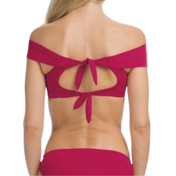 Becca Socialite Off Shoulder Bikini Top in Raspberry - Picture 4 of 6